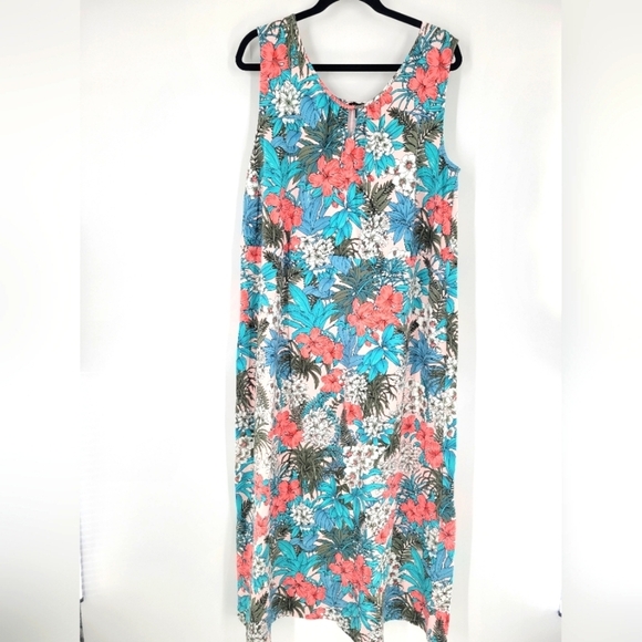 Talbot's Floral Dress Size 2X Elastic Waist Womens Pull Over Sleeveless - Picture 2 of 9